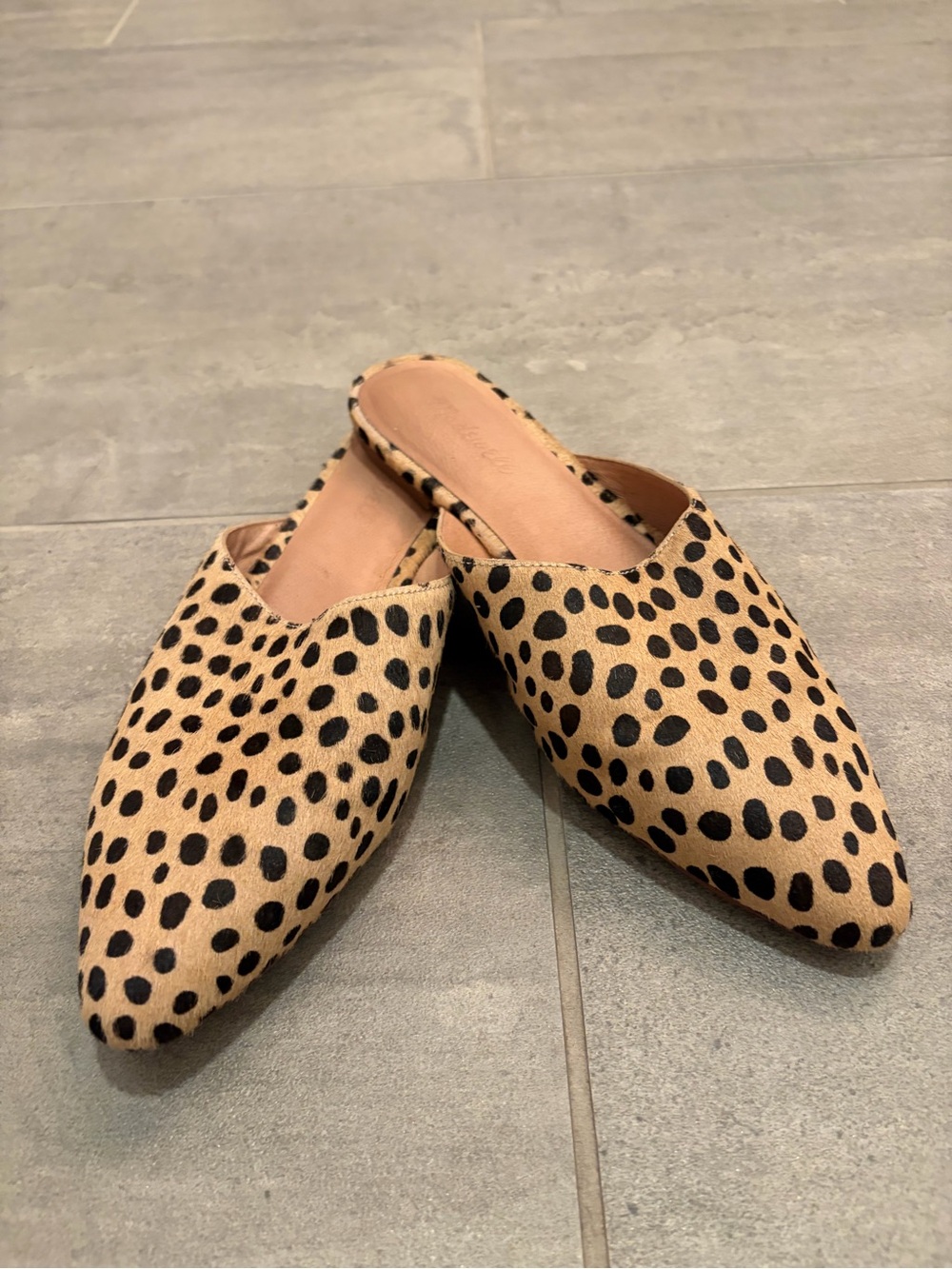 Madewell Calf Hair Leopard Mules. Size 8.5